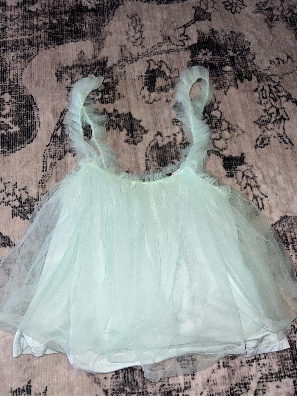 Tulle crop top, Sunday in Brooklyn for Anthropologie, mint green/ruffle straps